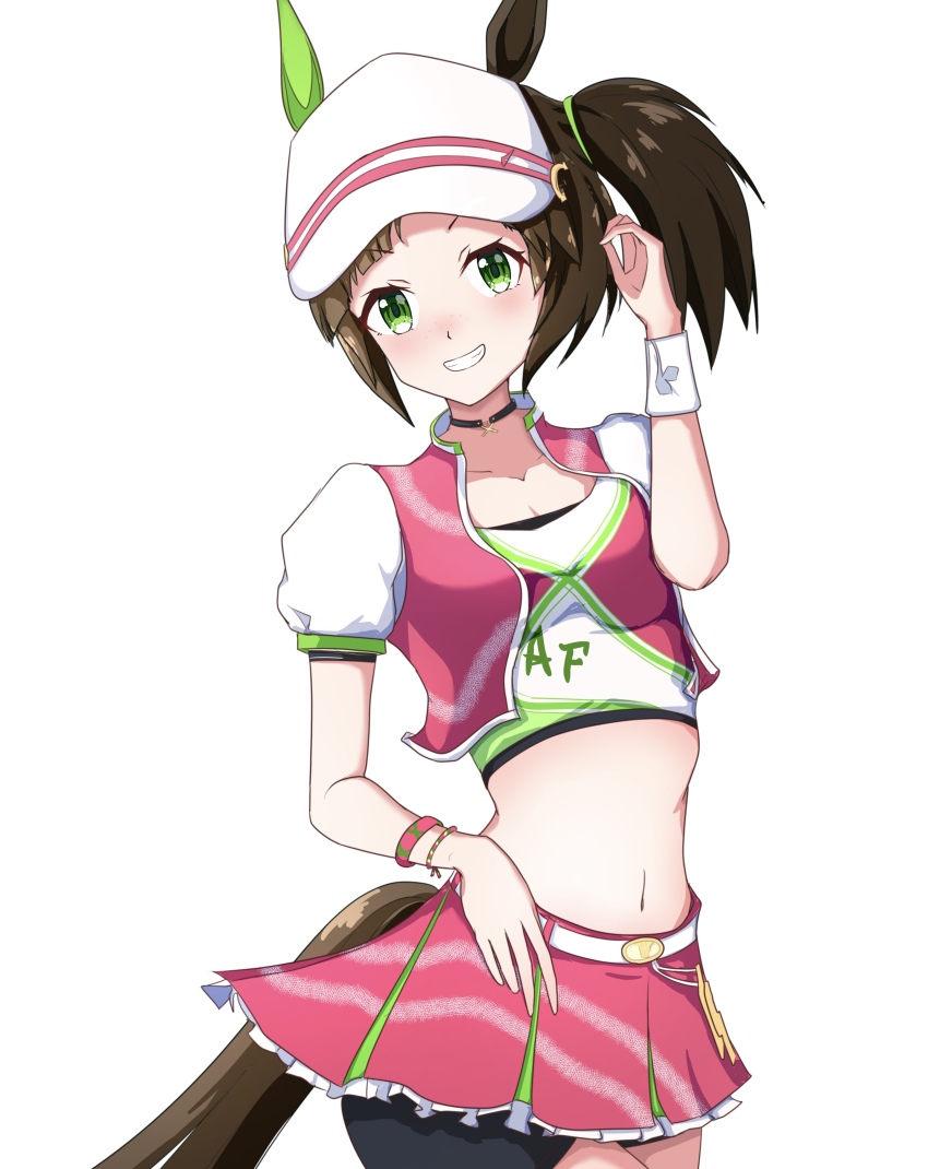 1girl, absurdres, animal_ears, arm_up, bike_shorts, black_shorts, blush, breasts