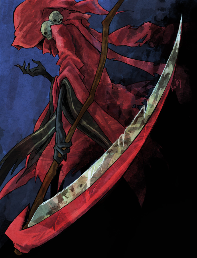 1boy, aizawa_sachi, artist_name, black_skin, blue_background, colored_skin, commentary_request, dated_commentary