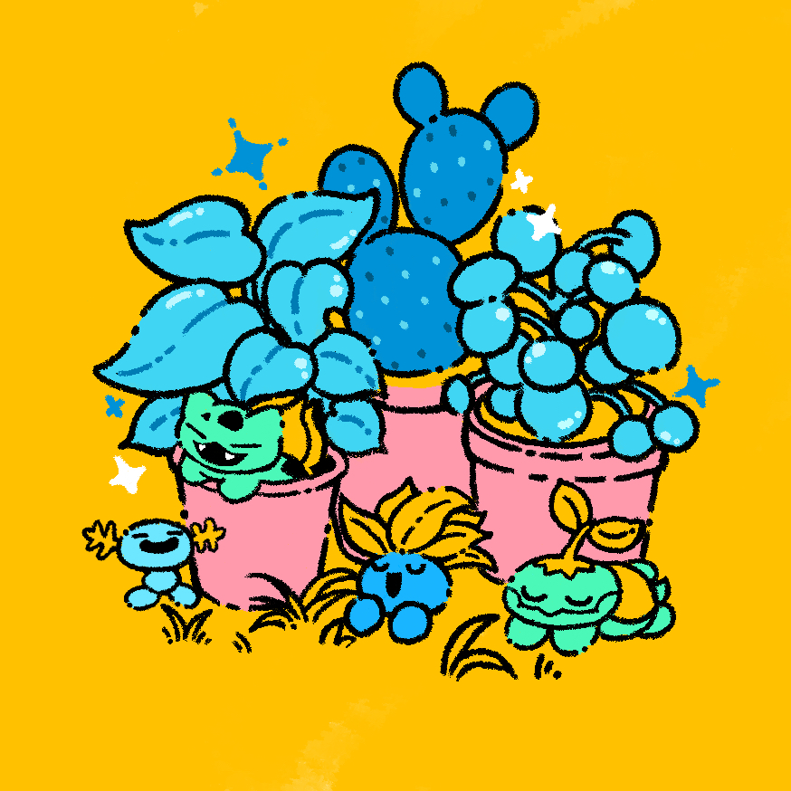 animal, bulbasaur, cactus, closed_eyes, fangs, gen_1_pokemon, gen_2_pokemon, gen_4_pokemon