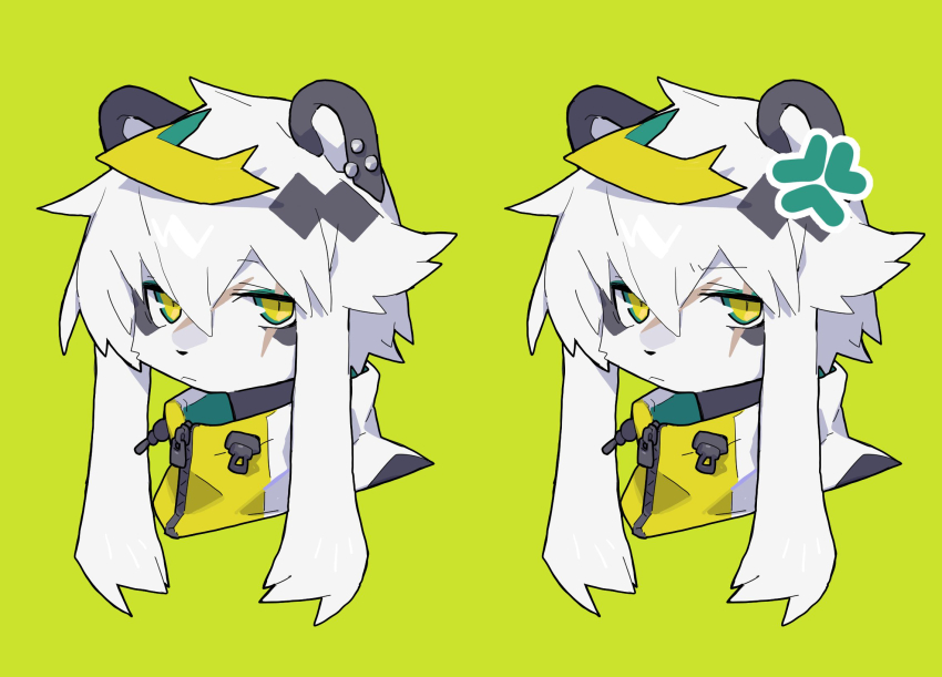 1girl, ahoge, anger_vein, animal_ear_piercing, animal_ears, animal_nose, dyed_ahoge, furry