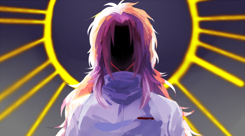 1boy, blurry, blurry_background, commentary_request, faceless, facing_viewer, hatsutori_hajime, high_collar