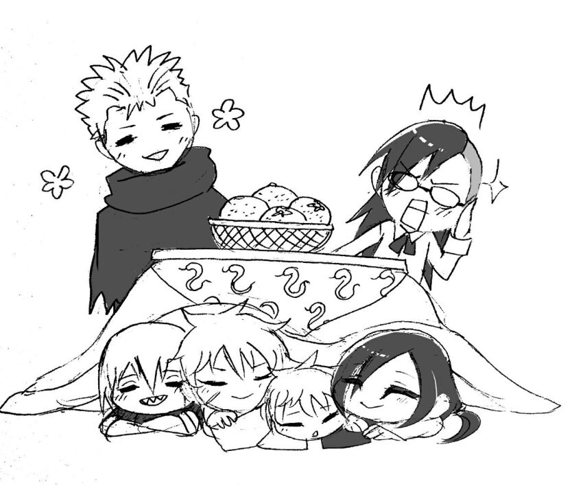 1girl, basket, black_hair, blush, boruto:_naruto_next_generations, brothers, cape, eyeliner