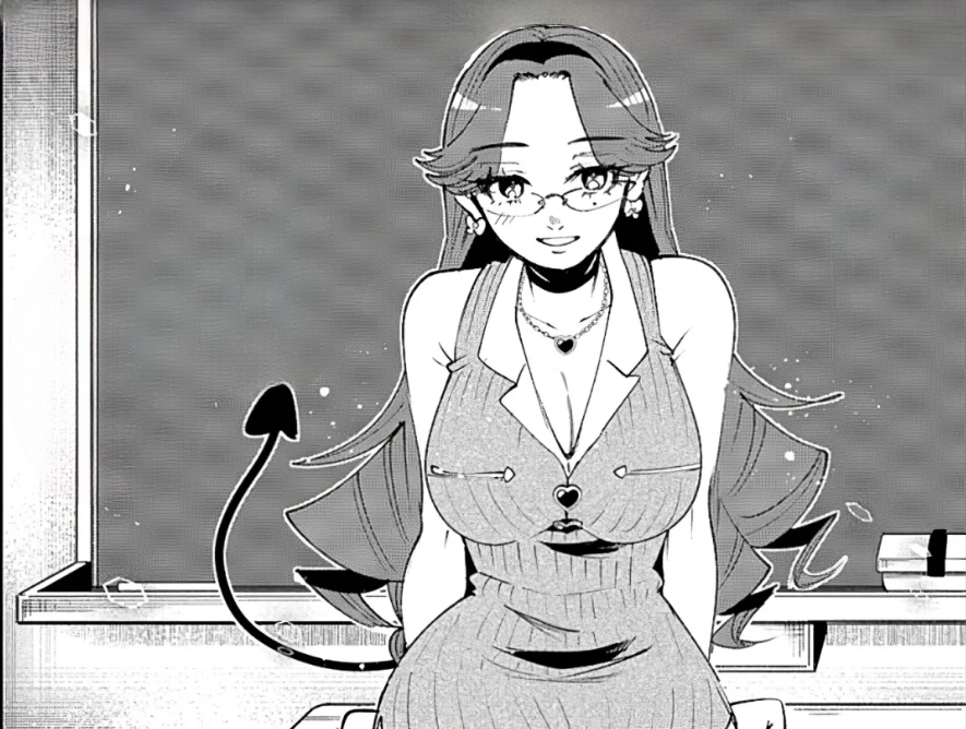 1girl, blush, collar, cosplay, demon_tail, dress, filter-goshi_no_kanojo, glasses