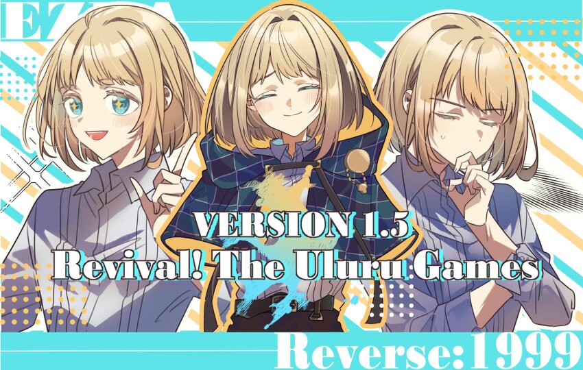 +_+, 1boy, :d, aqua_eyes, blonde_hair, blue_cape, bob_cut, cape