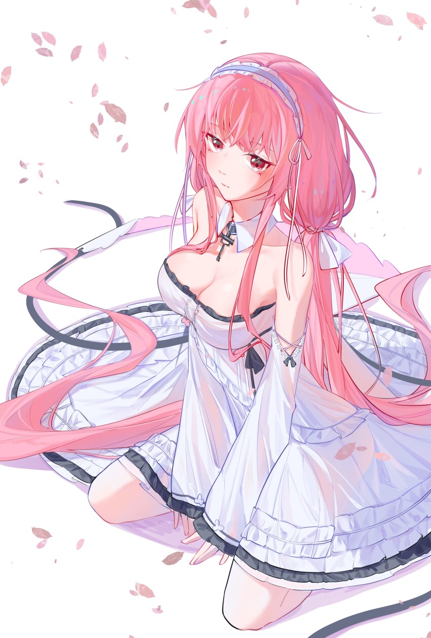 1girl, absurdly_long_hair, absurdres, azur_lane, bare_shoulders, breasts, cleavage, commentary