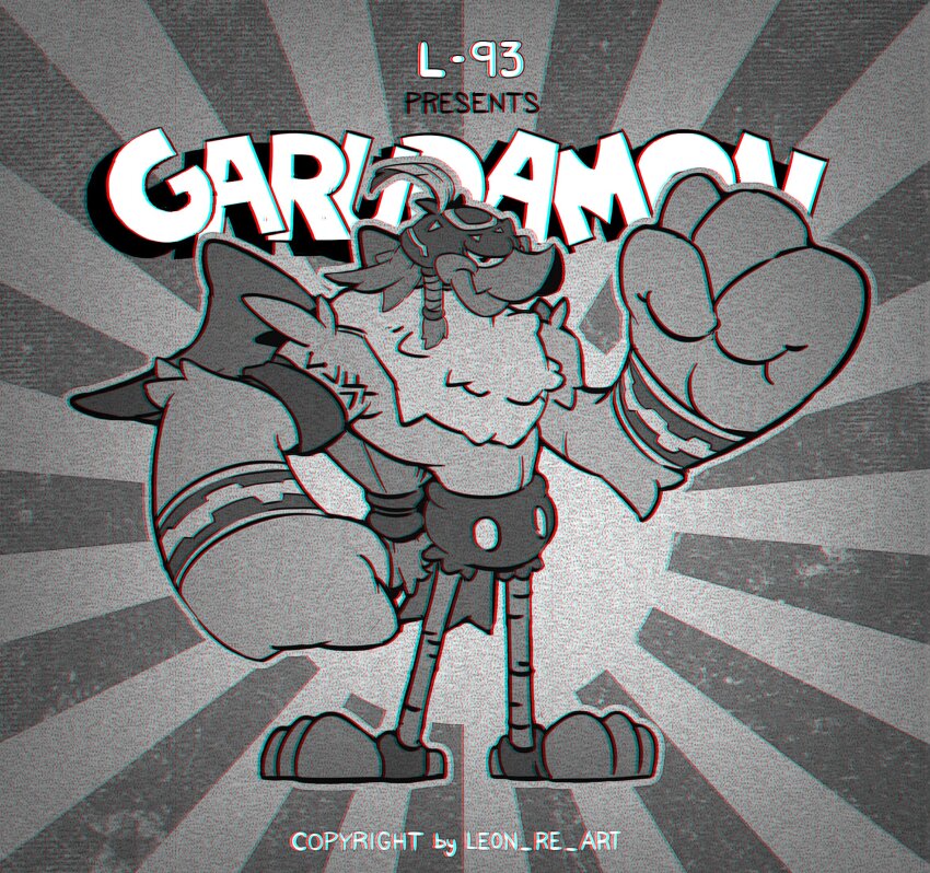 beak, digimon, digimon_(creature), feathers, garudamon, highres, mask, muscular