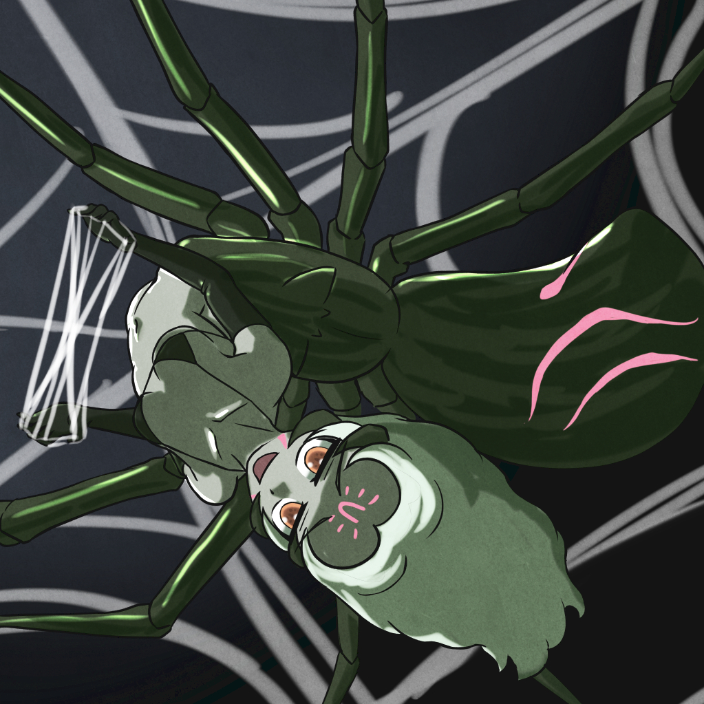 1girl, arachne, arthropod_girl, arthropod_limbs, bikini, bikini_top_only, black_gloves, breasts
