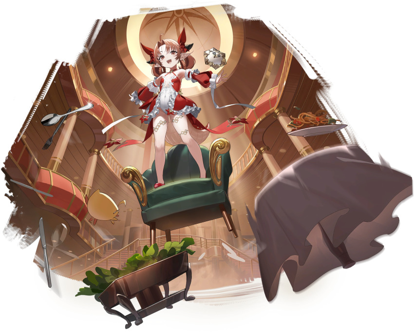 1girl, ahoge, azur_lane, bare_legs, bare_shoulders, bird, bow, breasts