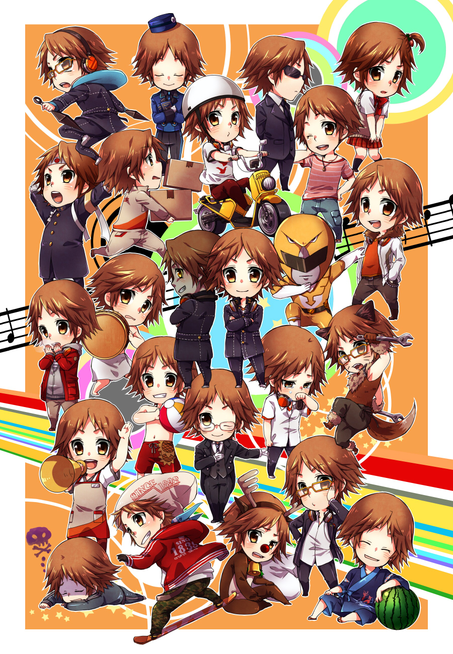 animal_costume, animal_ears, antlers, ball, beachball, black_necktie, bow, box