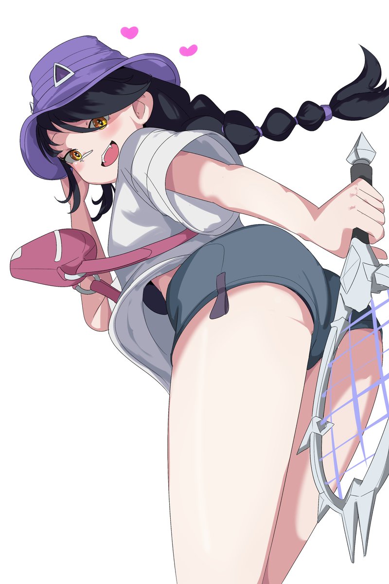 1girl, bandage_on_face, bandages, black_hair, braid, bucket_hat, erisa_(fortnite), fang