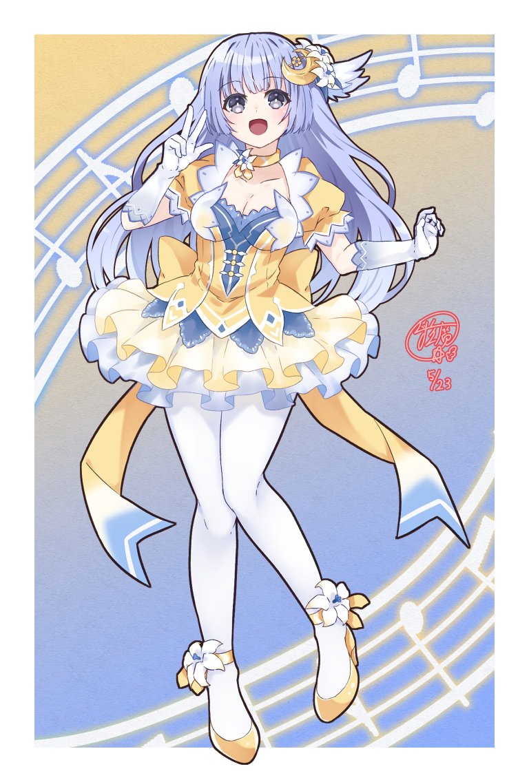 1girl, blue_eyes, blue_hair, breasts, choker, cleavage, crescent, crescent_hair_ornament