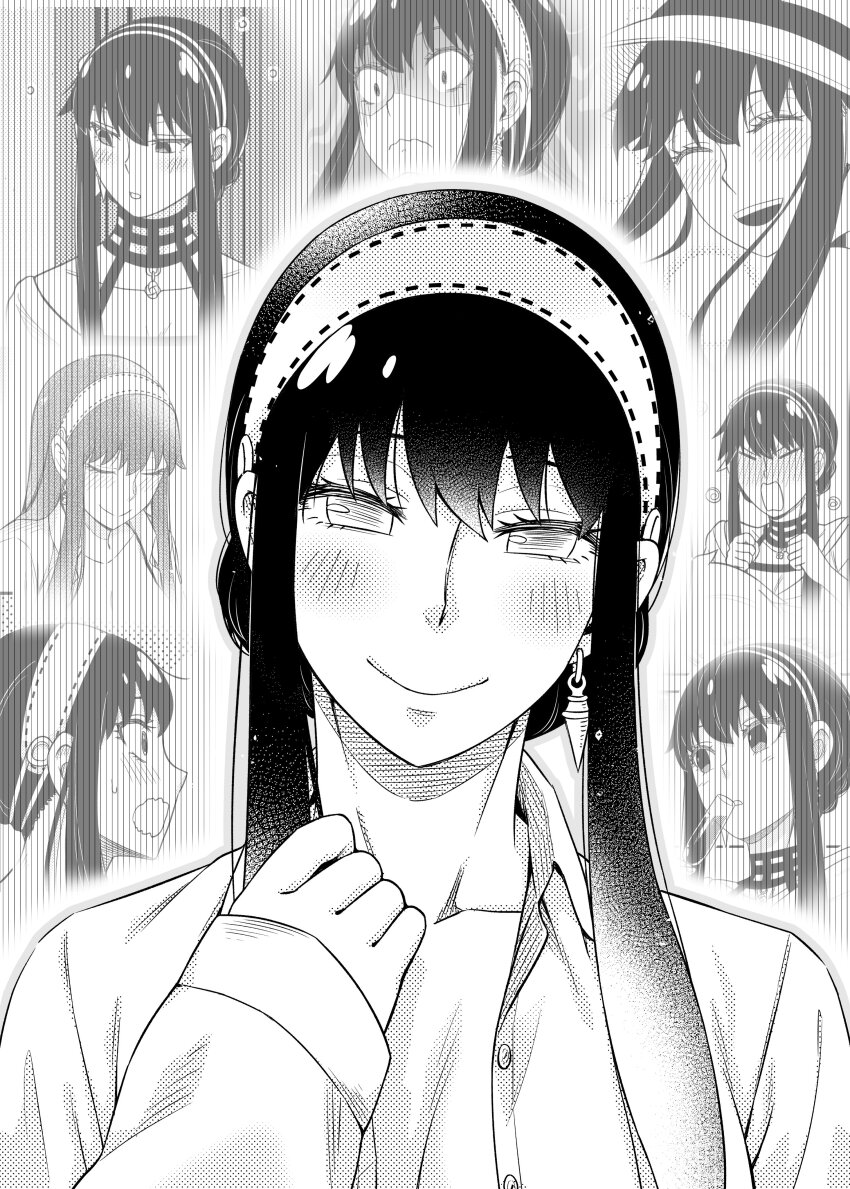 1girl, absurdres, bare_shoulders, black_dress, black_hair, blush, breasts, cleavage