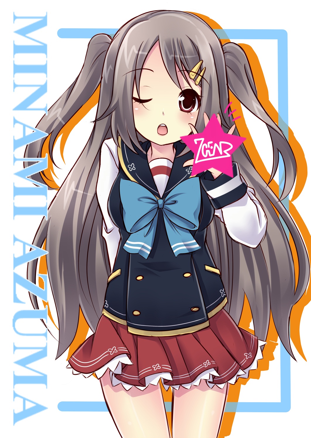 1girl, 7gear, arm_behind_back, azuma_minami, bad_id, bad_pixiv_id, brown_eyes, brown_hair