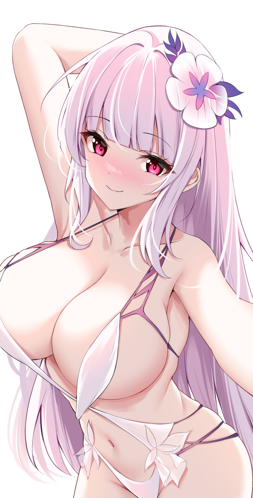 1girl, absurdres, arm_up, azur_lane, blunt_bangs, blush, breasts, catnnn