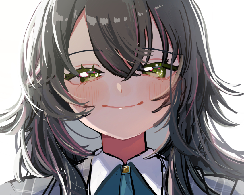 1girl, blush, commentary_request, gakuen_idolmaster, green_eyes, green_hair, hair_flaps, highres