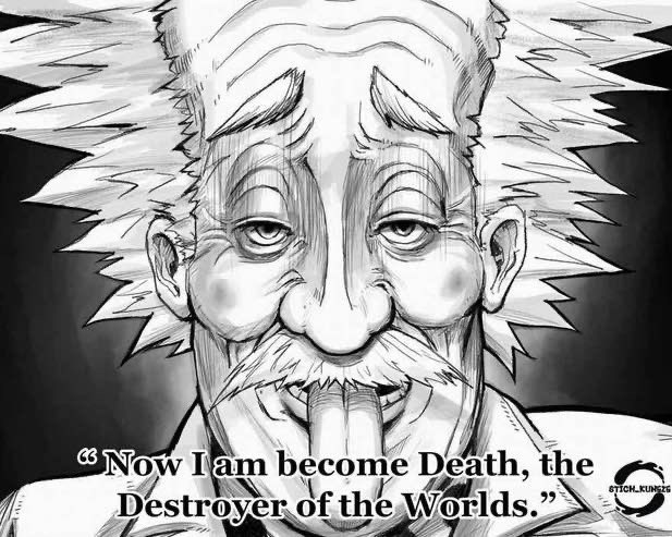 1boy, albert_einstein, artist_name, black_background, close-up, coat, commentary, dr._vegapunk