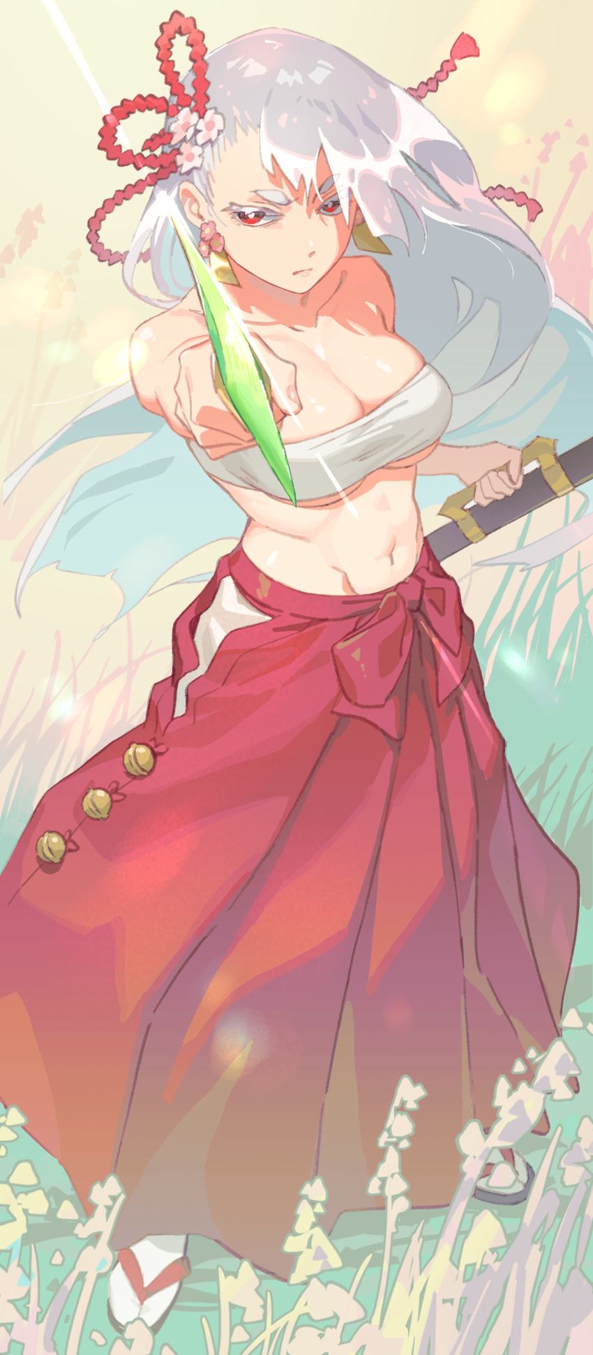 1girl, absurdres, breasts, bushidou_(sekaiju), bushidou_5_(sekaiju), chest_sarashi, cleavage, etrian_odyssey