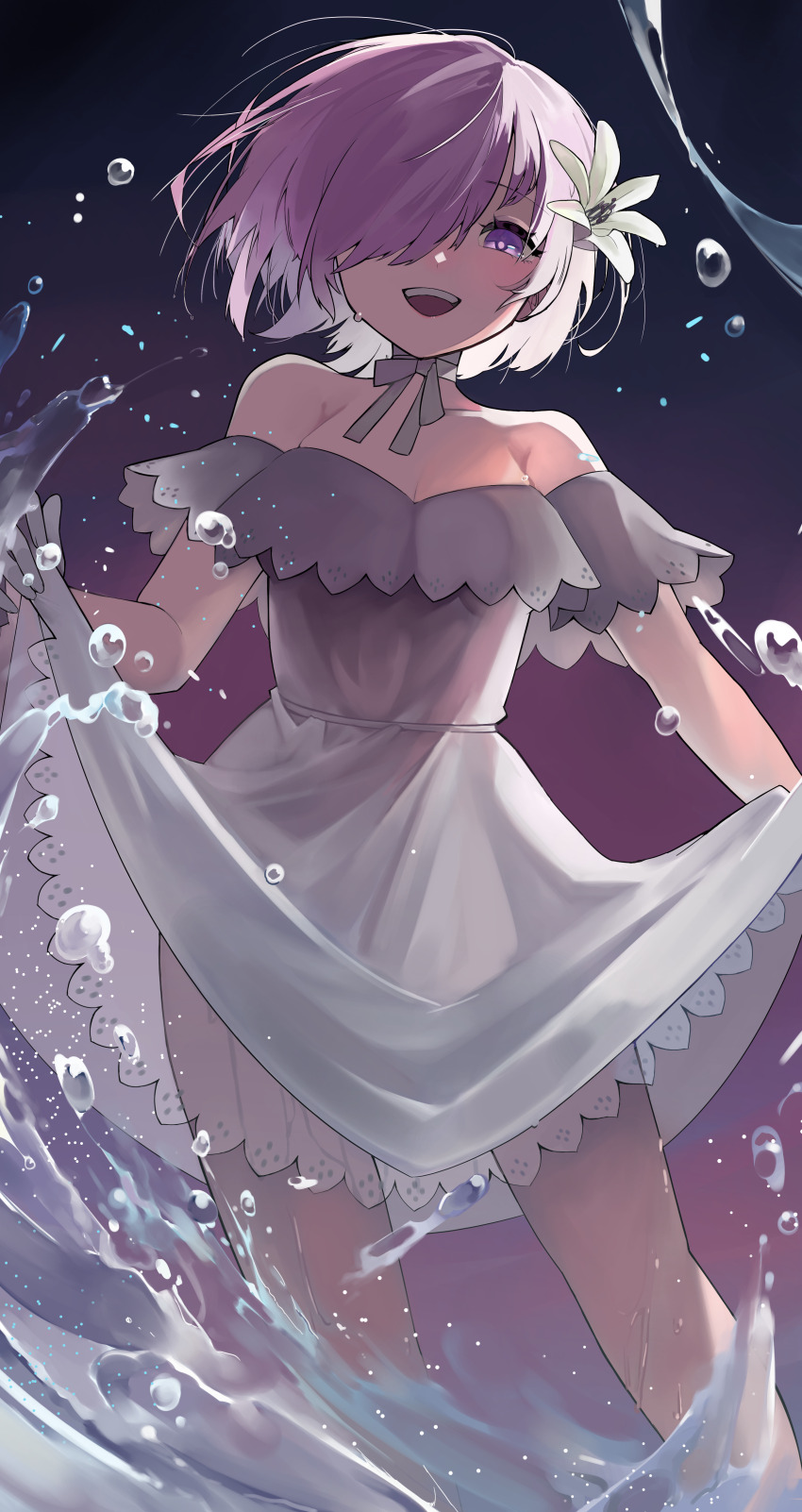 1girl, absurdres, commentary_request, dress, fate/grand_order, fate_(series), flower, frill_inferno