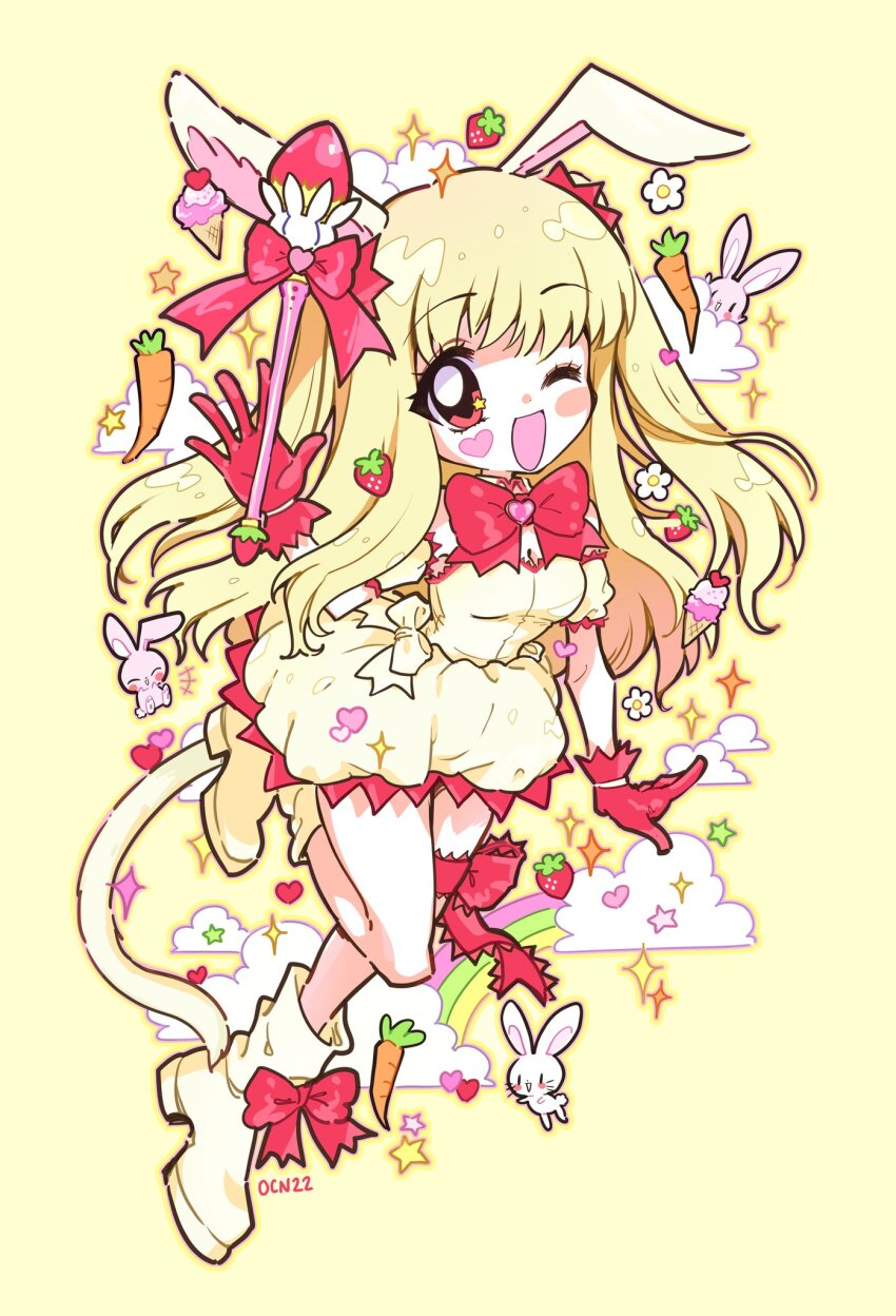 1girl, 2000s_(style), animal_ears, blush, boots, bow, carrot, cat_girl