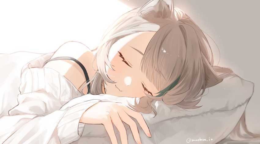 1girl, animal_ears, brown_hair, cat_ears, closed_eyes, closed_mouth, genshin_impact, highres
