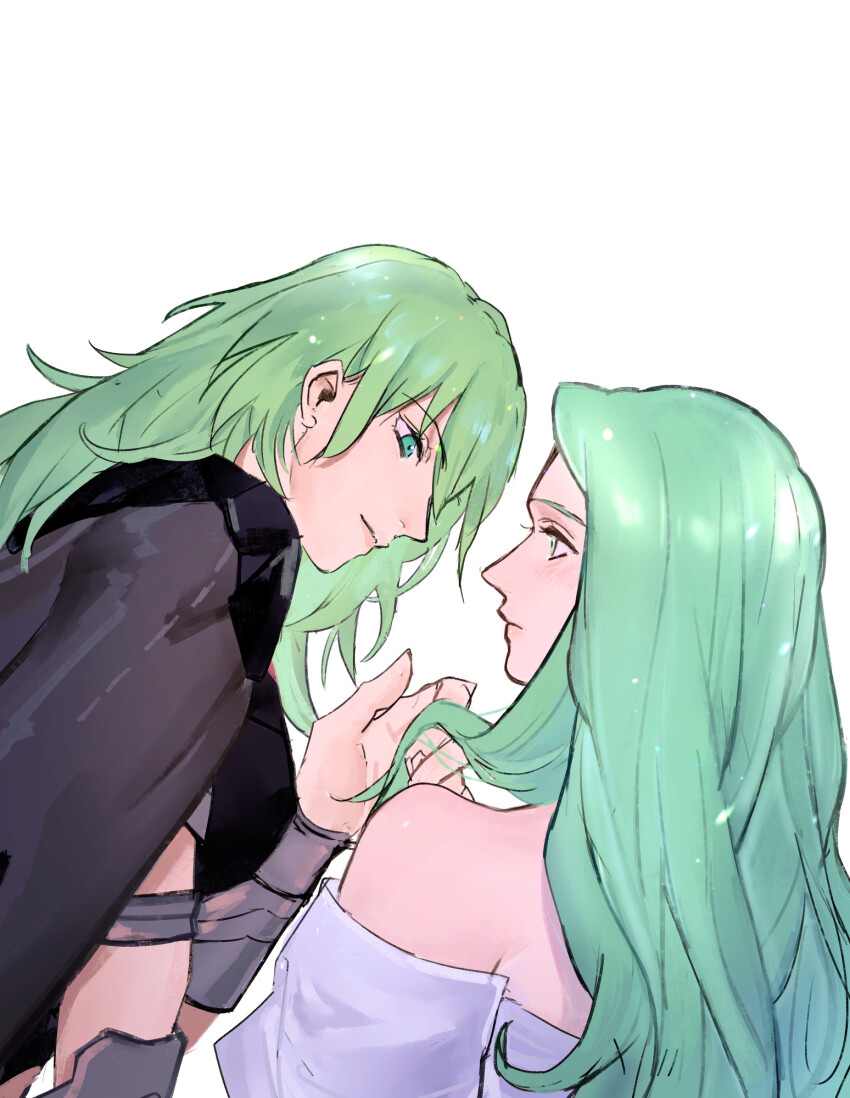 2girls, bare_shoulders, black_cape, female_byleth_(fire_emblem), cape, dress, fire_emblem, fire_emblem:_three_houses