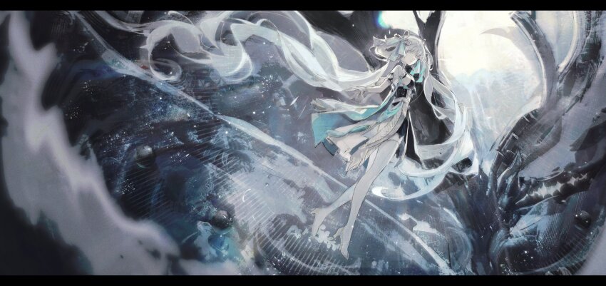 absurdres, black_collar, bow, bright_pupils, collar, colored_eyelashes, dragon, eastern_dragon