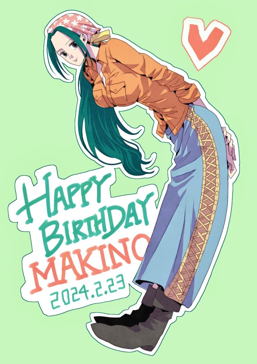 1girl, arms_behind_back, blue_background, boots, character_name, commentary, dated, full_body