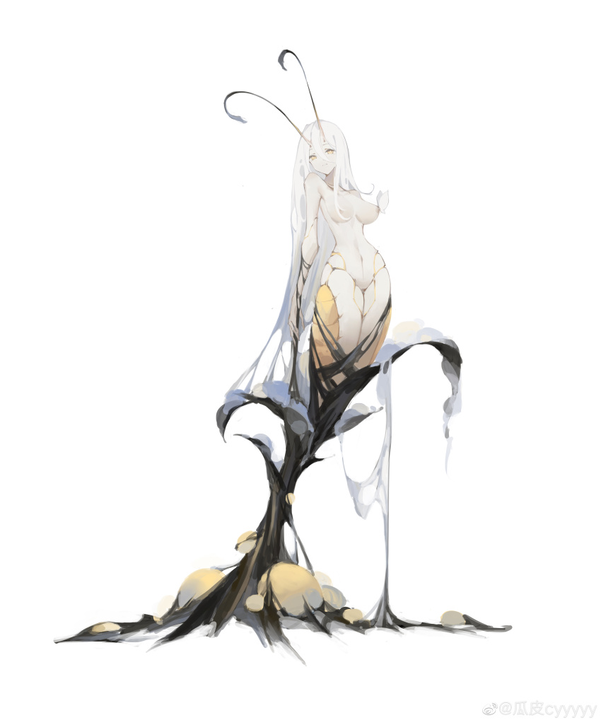 1girl, absurdres, antennae, arthropod_girl, artist_name, bug, butterfly, carapace