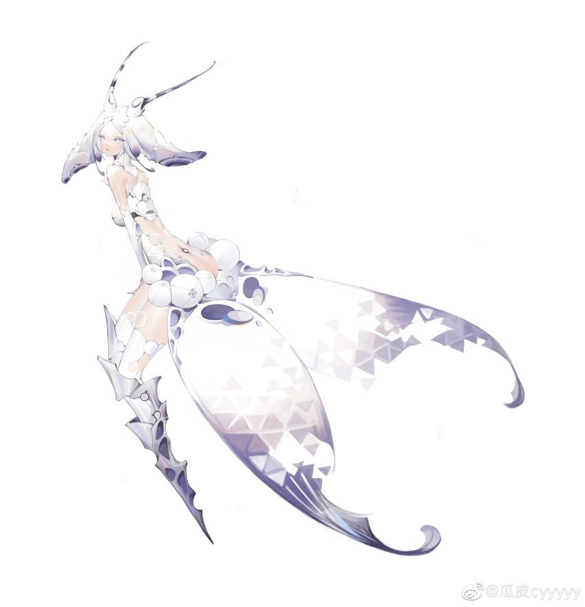 1girl, absurdres, arthropod_girl, artist_name, ass, back_cutout, boots, breasts