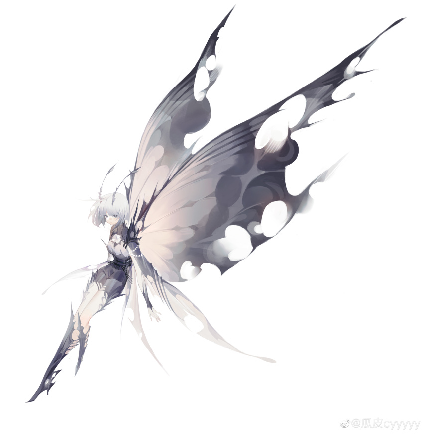 1girl, absurdres, antennae, arthropod_girl, artist_name, black_gauntlets, black_shorts, boots