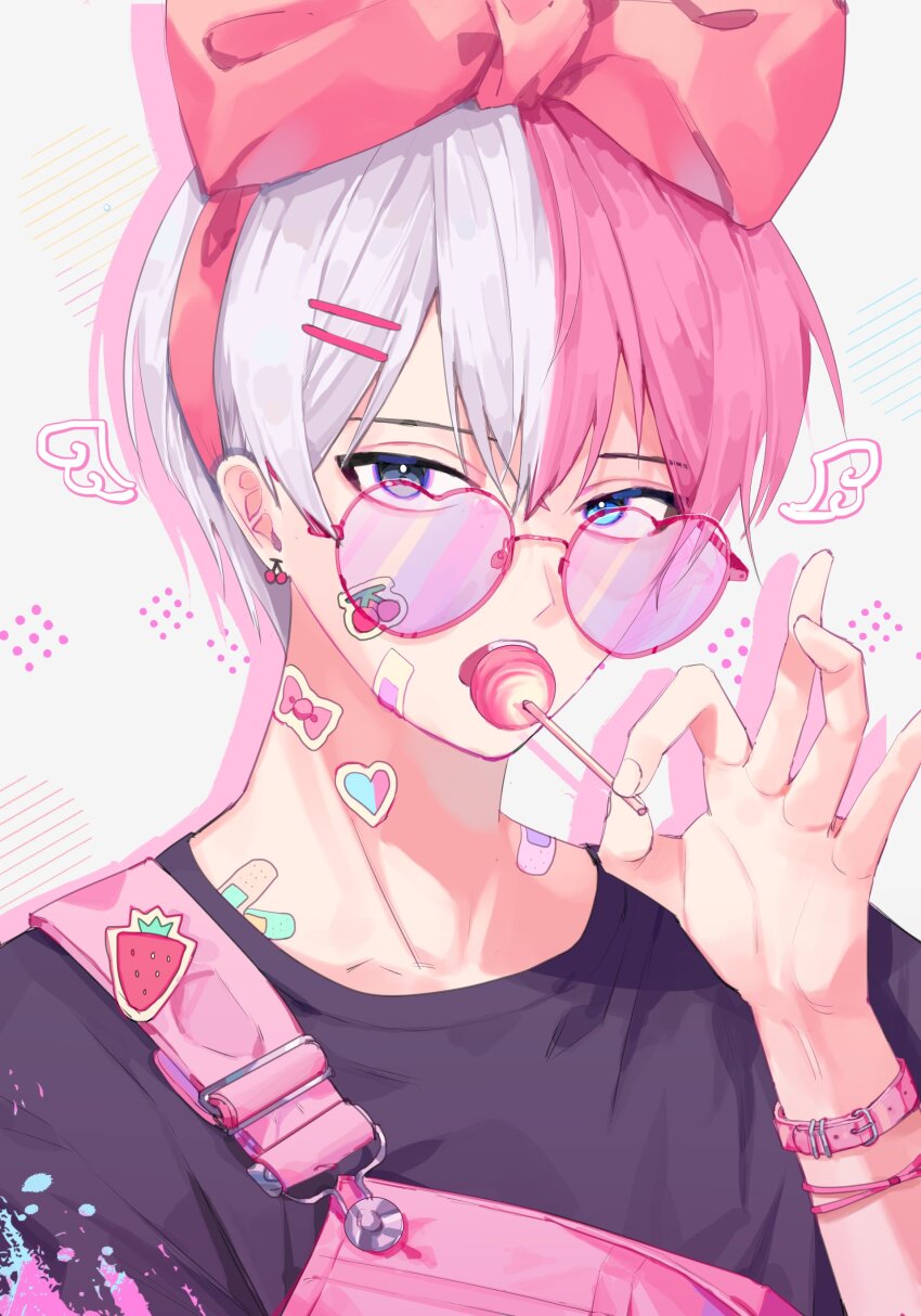 1boy, absurdres, bandaid, black_shirt, blue_eyes, boku_no_hero_academia, burn_scar, candy