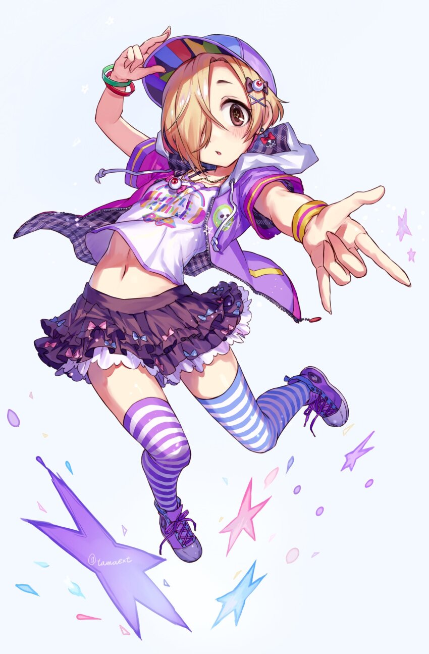 1girl, bad_id, bad_pixiv_id, baseball_cap, black_bow, black_skirt, blonde_hair, bow