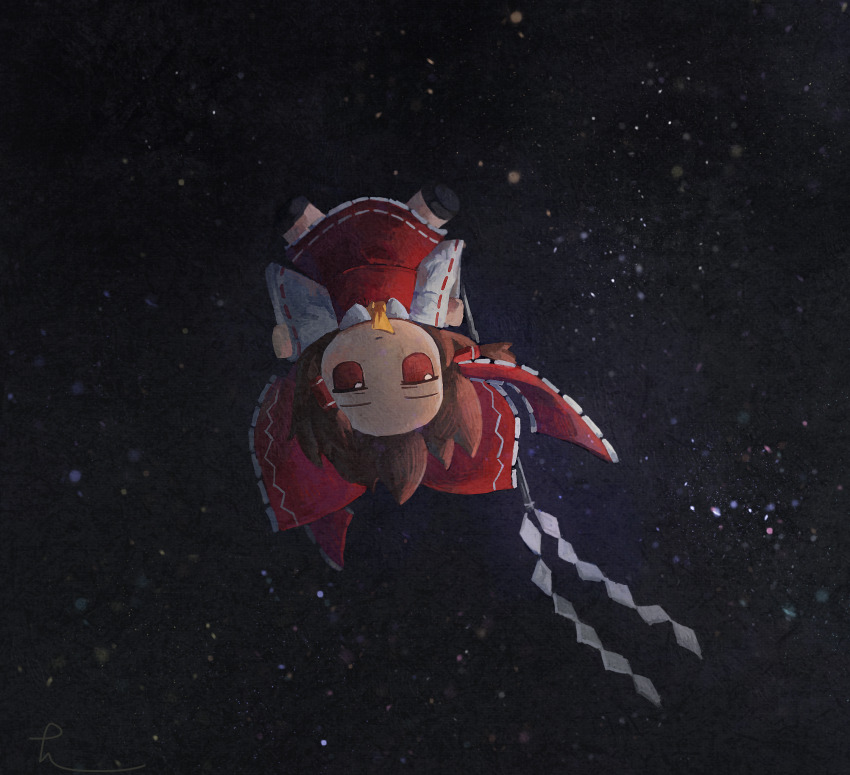 1girl, ascot, black_background, black_footwear, bow, brown_hair, chinese_commentary, closed_mouth