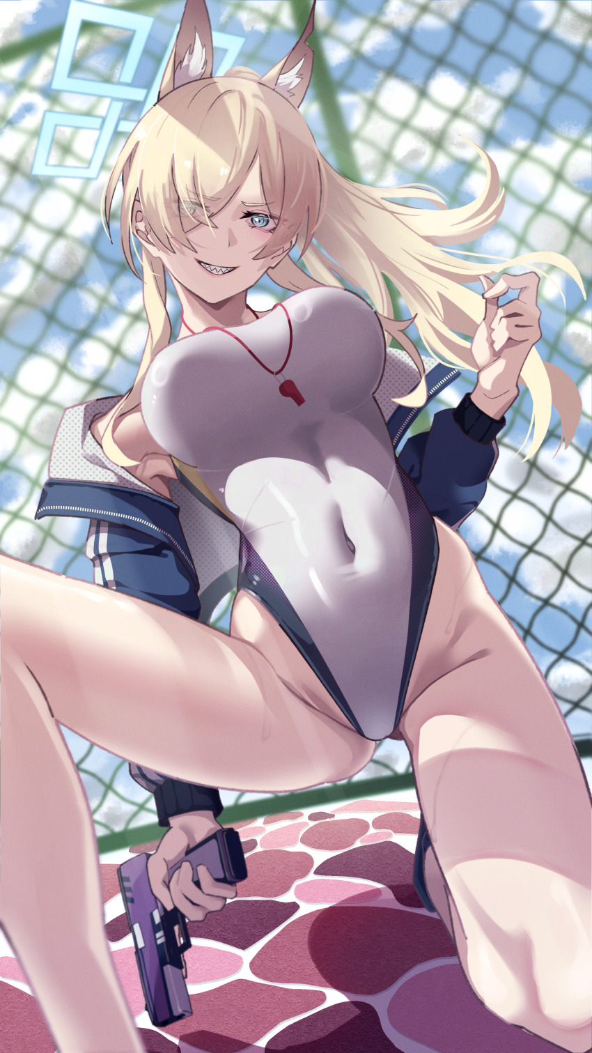 1girl, absurdres, animal_ear_fluff, animal_ears, blonde_hair, blue_archive, blue_eyes, blue_halo