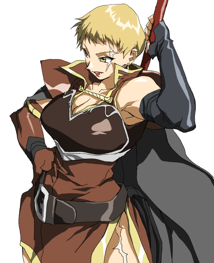 1girl, armpits, bare_shoulders, blonde_hair, breasts, earrings, fire_emblem, fire_emblem:_the_blazing_blade