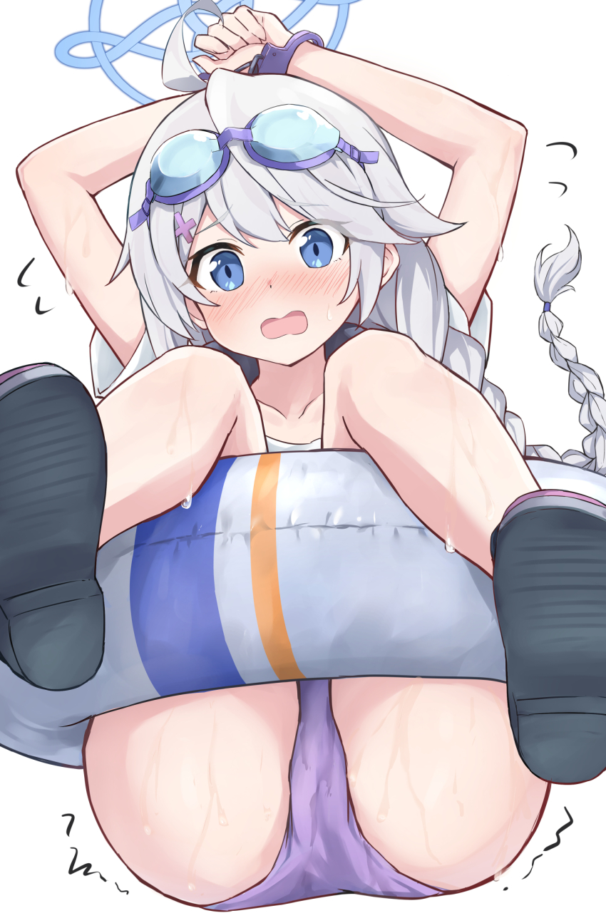 1girl, ahoge, ass, bikini, blue_archive, blue_eyes, blue_halo, blush