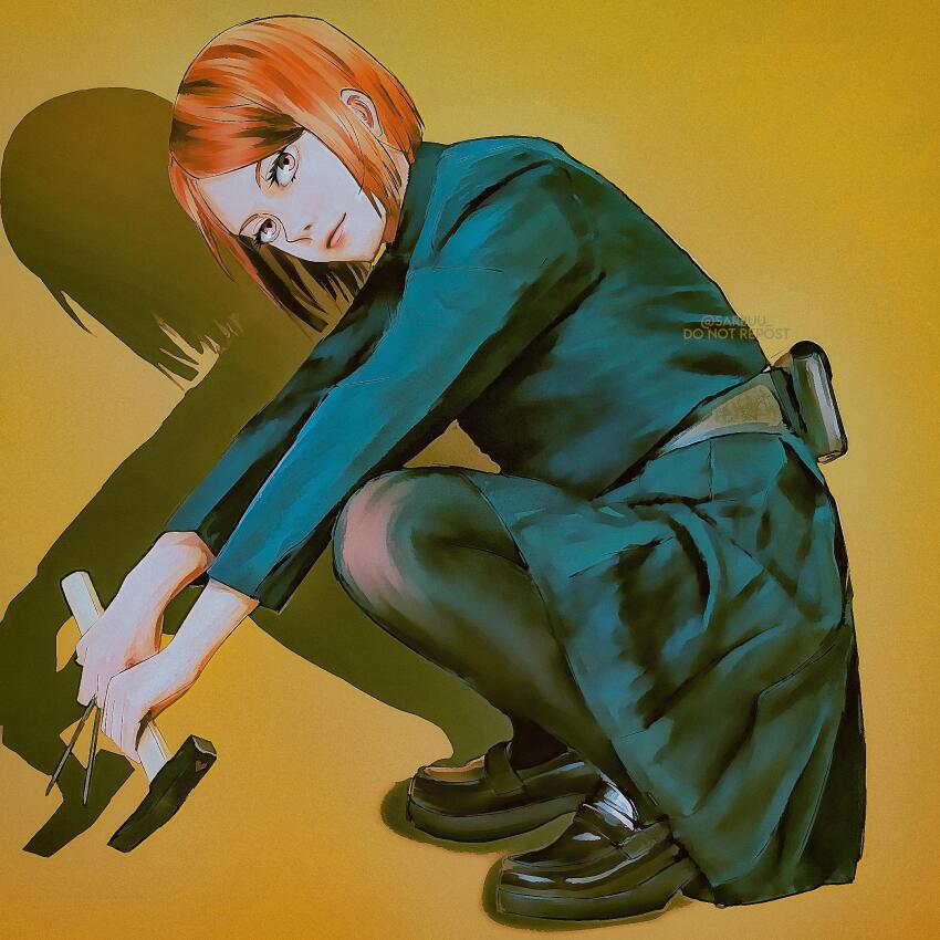 1girl, artist_name, bad_id, bad_reddit_id, belt, belt_pouch, black_jacket, black_pantyhose