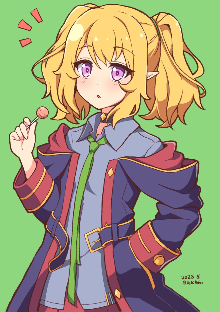 1girl, absurdres, blonde_hair, candy, chloe_(princess_connect!), choker, coat, ebian_(ebiangames)