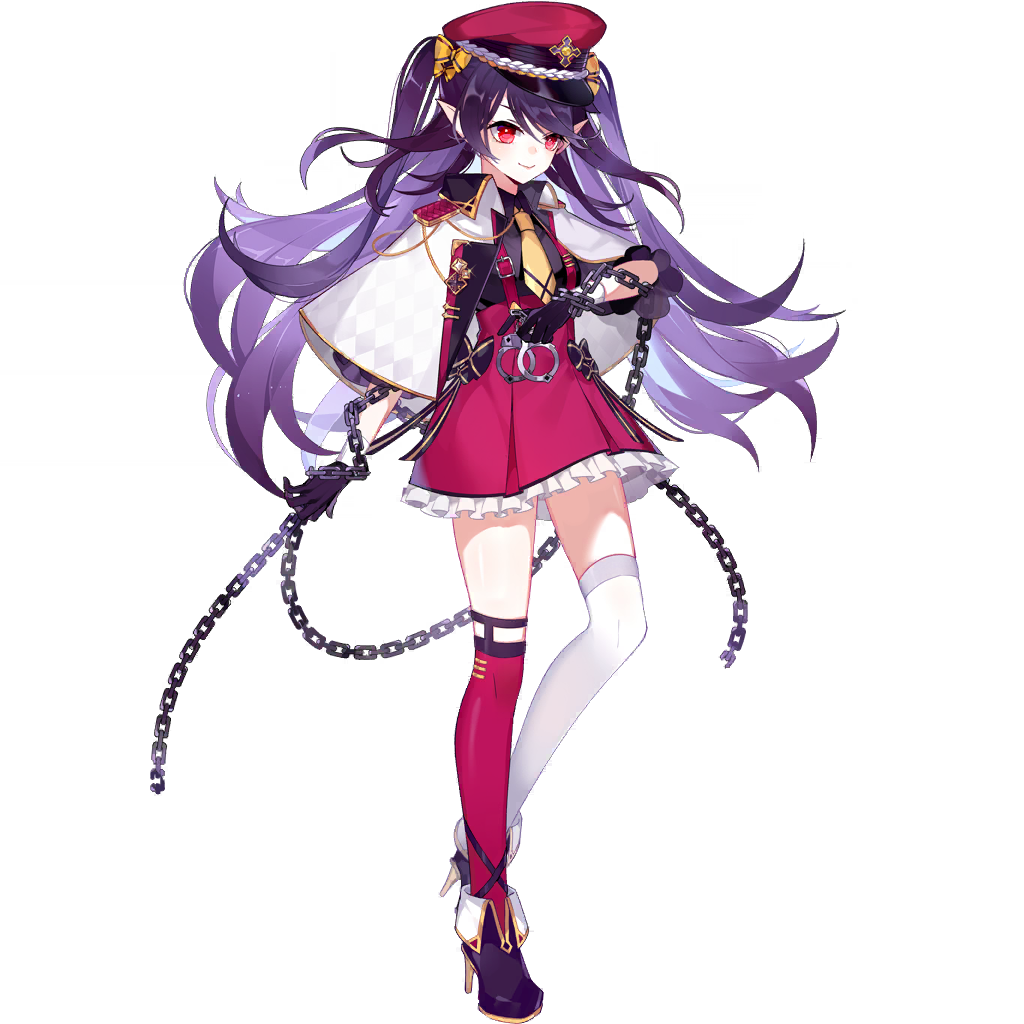 1girl, asymmetrical_legwear, black_gloves, brynhild_(honkai_gakuen), capelet, chain, closed_mouth, cuffs