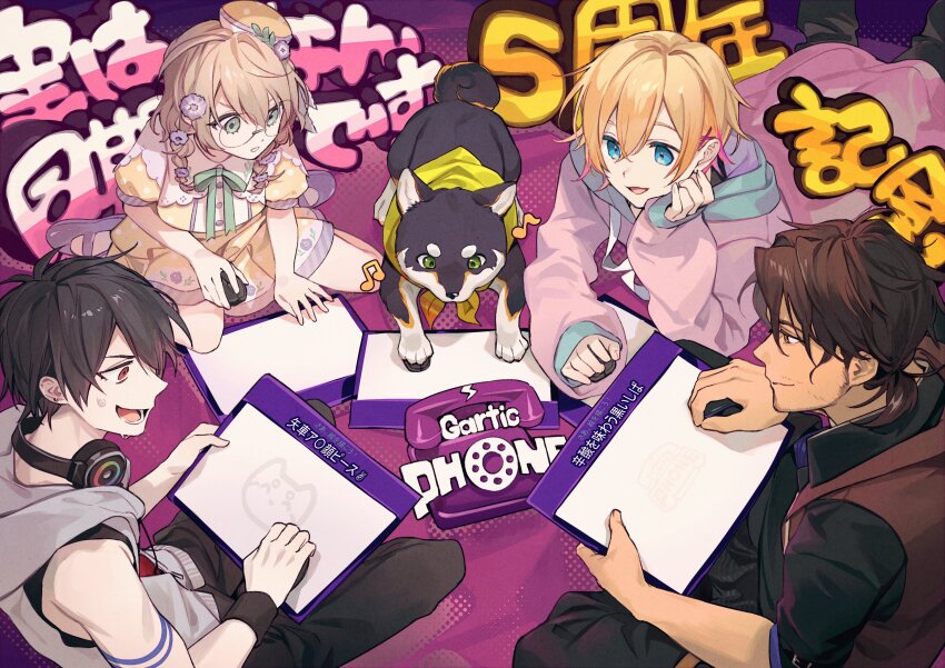 1girl, 1other, 3boys, absurdres, arm_tattoo, beard, belmond_banderas, belmond_banderas_(1st_costume)