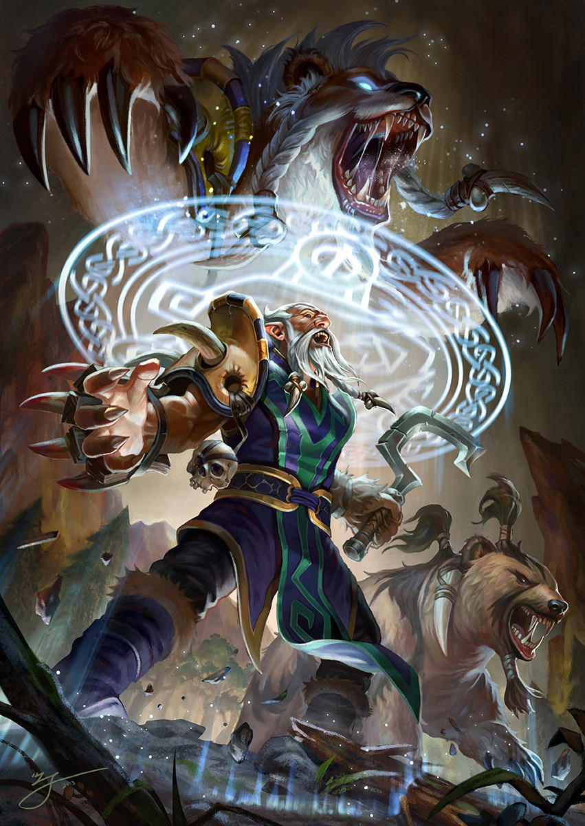 1boy, armor, bear, beard, black_pants, boots, claw_(weapon), dota_(series), dota_2, facial_hair, fingernails, full_body, glowing, glowing_eyes, highres, holding, holding_sickle, holding_weapon, ji_zhang, lone_druid_(dota), magic_circle, male_focus, old, old_man, open_mouth, pants, pauldrons, pelvic_curtain, pointy_ears, roaring, sharp_fingernails, shoulder_armor, sickle, single_pauldron, standing, standing_on_one_leg, transformation, weapon