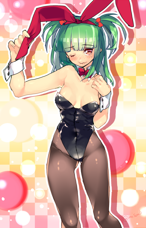 1girl, animal_ear_hairband, animal_ears, beatmania_iidx, bemani, black_leotard, blush, bombergirl
