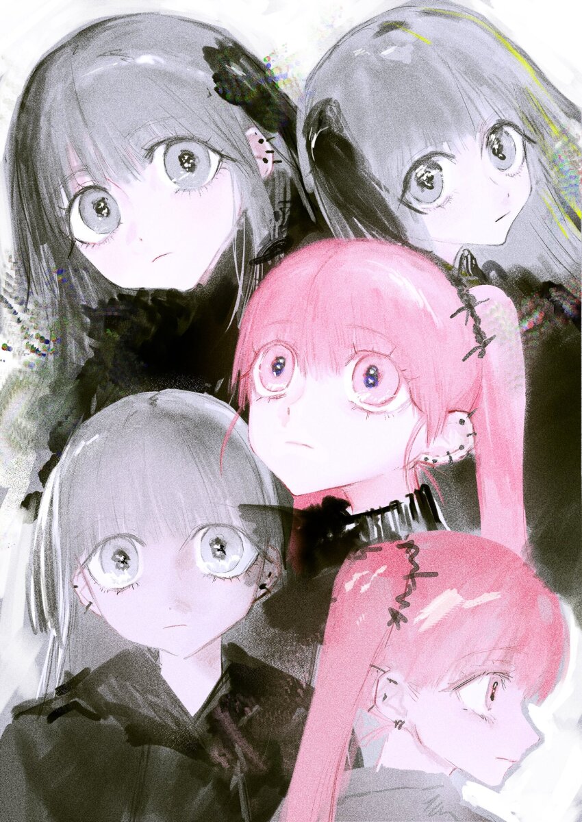 2girls, bad_id, bad_twitter_id, closed_mouth, expressionless, fcx4l, grey_eyes, grey_hair