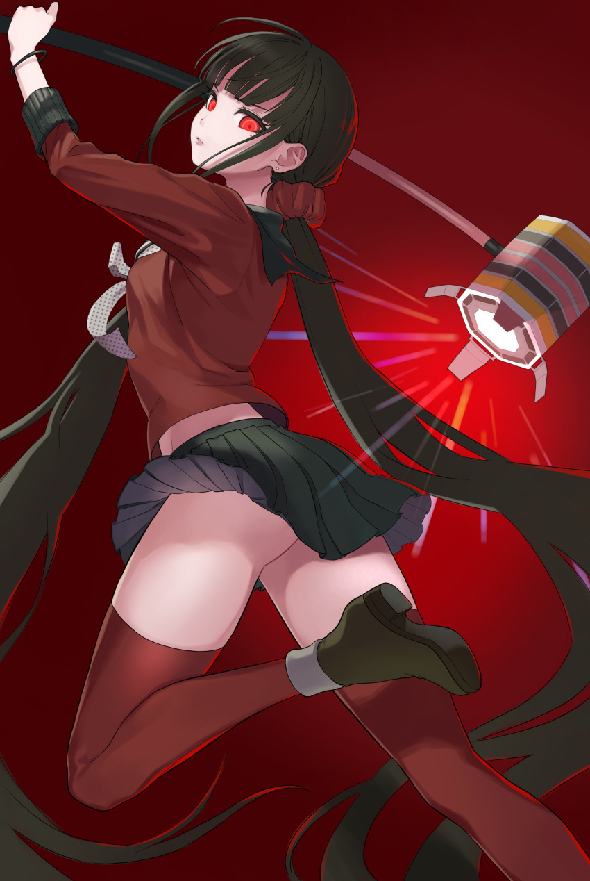 1girl, absurdres, ass, black_hair, brown_hair, danganronpa_(series), danganronpa_v3:_killing_harmony, hair_ornament