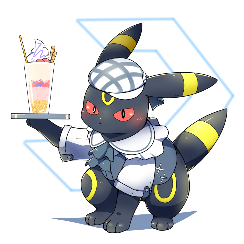 animal_focus, black_eyes, blush, colored_sclera, food, gen_2_pokemon, hat, highres