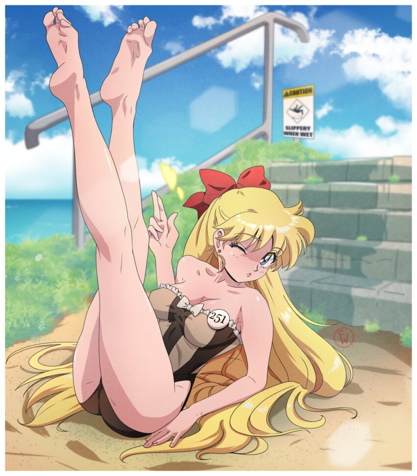 1girl, absurdres, aino_minako, bishoujo_senshi_sailor_moon, blonde_hair, blue_eyes, blue_sky, bow