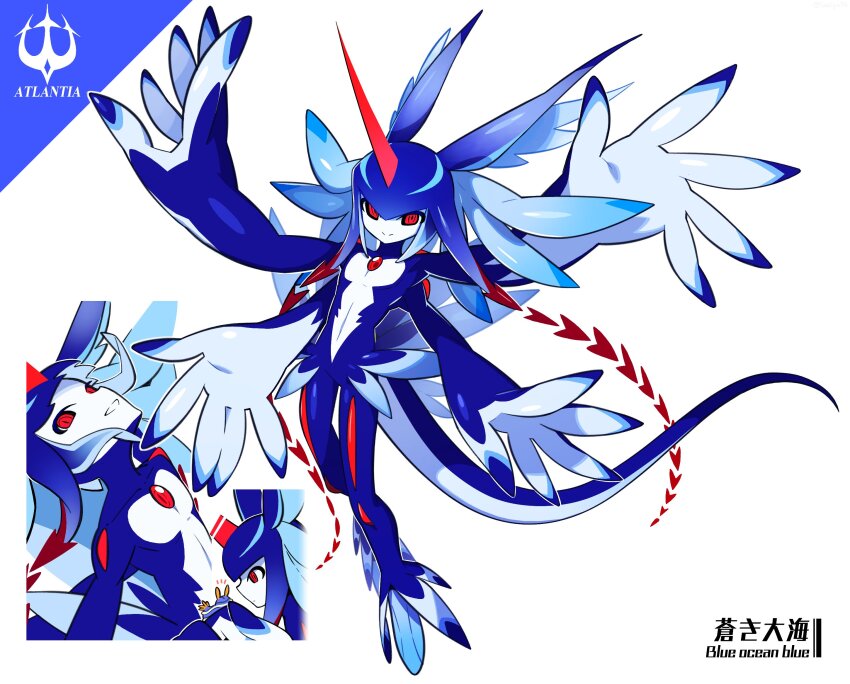 1boy, blue_hair, blue_skin, closed_mouth, colored_skin, commentary_request, extra_arms, extra_eyes