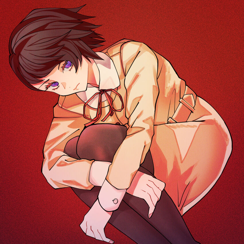 1girl, eyelashes, highres, hiromine_yoko, kyougetsu_(junrai), looking_at_viewer, pantyhose, ribbon