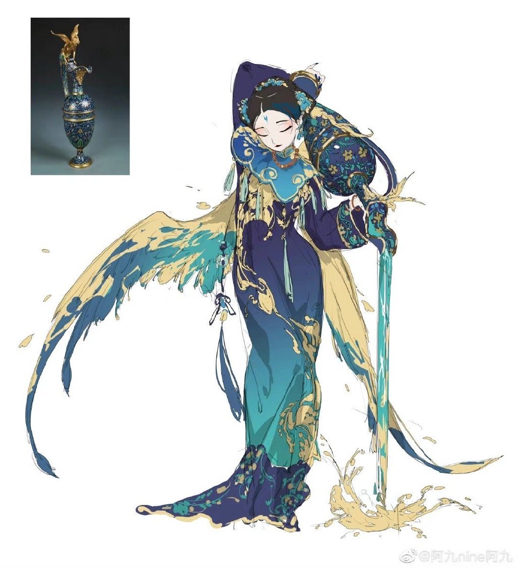 ajiu_nine_ajiu, analogous_colors, aqua_capelet, aqua_robe, arm_behind_head, arm_up, bead_necklace, beads