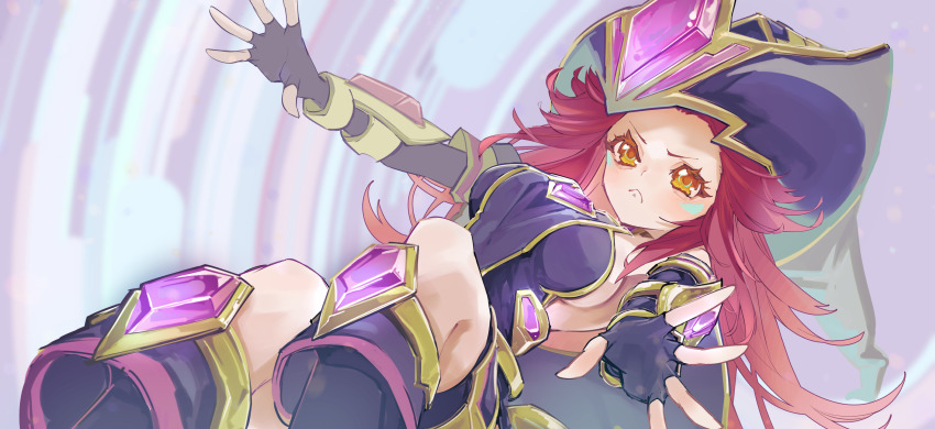 1girl, absurdres, black_hat, breasts, brown_eyes, commission, duel_monster, hat